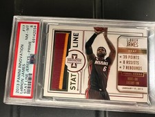2013-14 Panini Innovation Stat Line Lebron James Game-Worn Jersey /25 PSA 8