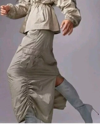 H&M Divided Light Khaki Green Nylon Parachute Skirt Size XS BNWT  - Image 1 of 4