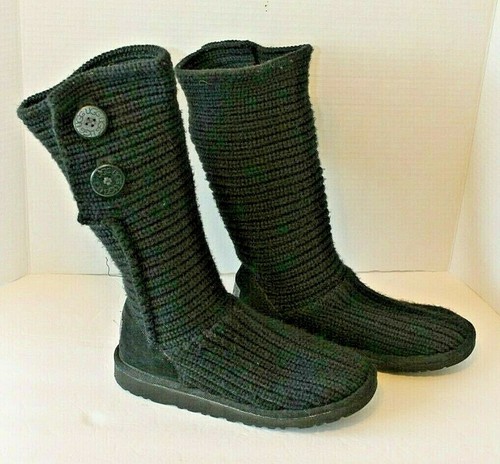 Stivali UGG in maglia classici Cardy II neri con polsini scanalati da donna taglia 8