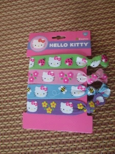 Girl HELLO KITTY MULTICOLOR HAIR STRETCHY TIES NWT SET OF 4 - Picture 1 of 4