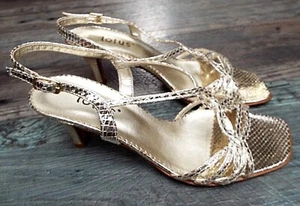 LOTUS Gold Faux Snakeskin Strappy Leather Evening/Dance Sandals UK size 3 - Picture 1 of 10