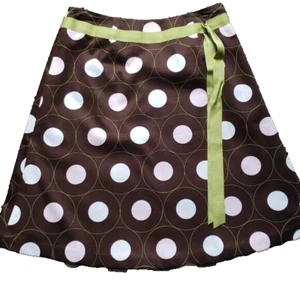 Talbots Polka Dot Midi Skirt With Green Grosgrain Ribbon Size 2P** - Picture 1 of 4