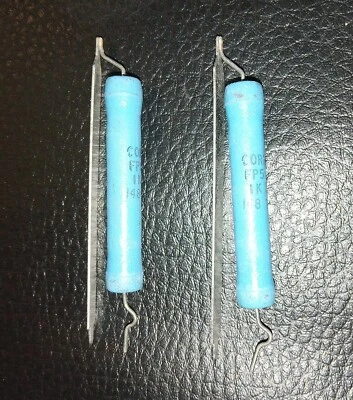 2 x Vintage Blue CORNING Axial Resistors FP5 5W 1K 5% 148 7142 New / Old Stock - Image 1 of 2