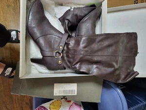 Damenstiefel groß gerafft Western klobiger Absatz zum Überziehen Cowboy Cowgirl elegant - Bild 1 von 4