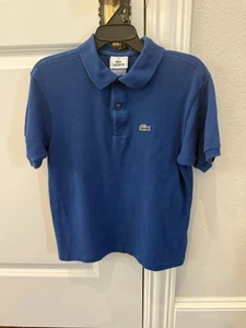 Boys Lacoste blue polo short sleeve shirt size 10 - Picture 1 of 2