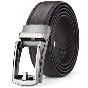 Brown Men's Click Belt Business Luxury Designer Brand Leather Belts for Jeans - Picture 1 of 16