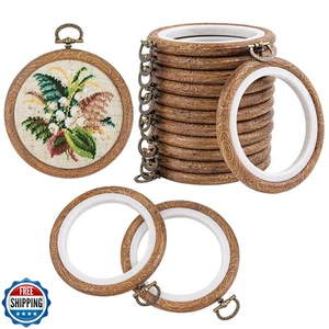 Framendino, 15 Pack Round Mini Embroidery Hoops 4 Inch Imitated Wood Display - Picture 1 of 5