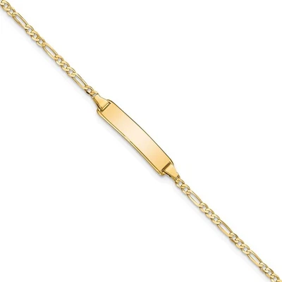 14k Yellow Gold Solid Chain Flat Figaro Link 19.5x4.5mm Plate 8" ID Bracelet - Image 1 of 3