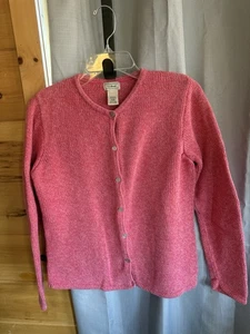 LL Bean Sweater Womens Medium Regular Pink Button Up Long Sleeves Cardigan Heavy - Picture 1 of 7