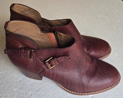 Botas Schuler And Sons Philadelphia Oxblood couro borgonha salto tornozelo fivela - Imagem 1 de 4