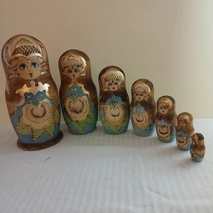 Vintage russische Matroschka verschachtelte Puppen 8 Zoll handbemalt 7 Stück signierte Qualität - Bild 1 von 10