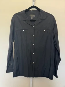 Camisa De Colección Bogari Mezcla Seda Abotonada Para Mujer M Negra A Medida Clásica - Imagen 1 de 5
