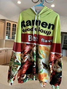 Ramen Noodle Soup Beef Adult 2XL Xxl 3x Long Sleeve Hoodie Poly NWOT - Picture 1 of 4