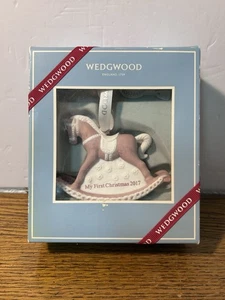 Wedgwood My First Christmas Ornament 2017 Baby Mädchen rosa Schaukelpferd mit Box - Bild 1 von 9