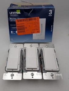Leviton Decora+ Rocker Dimmers w/ Slide Bar, Single Pole Or 3-way DSL06-3PW - Picture 1 of 5