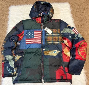 Polo Ralph Lauren Polo Country American Patchwork Flag Down Puffer Jacket Medium - Picture 1 of 8