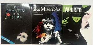 Lot Of 3 Phantom Of The Opera/ Les Mis / Wicked Piano Solo Music Lyrics  12"x 9" - Picture 1 of 4