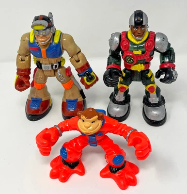 Mattel Rescue Heroes Figure Lot Rock Miner Rocky Canyon Comet Monkey Used - Image 1 of 4