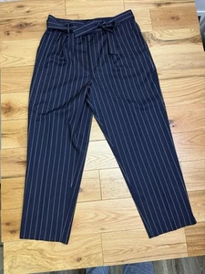 Vintage Polo Ralph Lauren Hose weites Bein 100 % Wolle marineblau Nadelstreifen Größe 14 - Bild 1 von 13