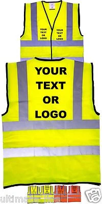 SUPERSOUCH PERSONALISED Printed HI VIS SAFETY VEST WAISTCOAT COMPANY LOGO PRINT Reflective