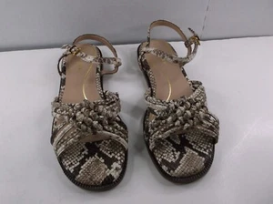 Womens Cole Haan Jitney Knot Snake Black/Beige Leather Strappy Sandals Size 7.5B - Picture 1 of 5