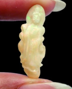 RARE! NATURAL ETHIOPIAN OPAL GOD KWAN YIN CARVING AMULET 4 JEWELRY/ COLLECTIBLE - Picture 1 of 7