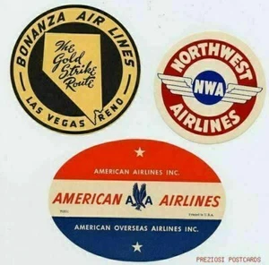BONANZA AIRLINES, American Overseas Airlines, NORTHWEST AIRLINES - 3 Etiketten - Bild 1 von 1