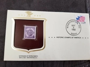 STAMPS OF AMERICA, VETS OF WWII IN P. MARKED ENVELOPE MAY 9, 1992 - Picture 1 of 6