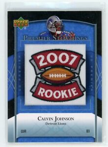 2007 Upper Deck Premier Stitchings Calvin Johnson Rookie SSP /20 HOF Lions