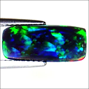 1.95 Ct Natural Ethiopian Black Cabochon Opal Multi Color Rectangular Cut - Picture 1 of 2