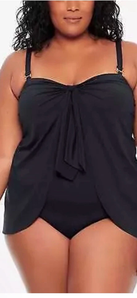 Lauren Ralph Lauren Plus Size Bandeau Flyaway One-Piece Swimsuit Black Size 20W