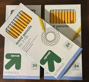 #2HB Wood Pencils 3 NEW Boxes!! Each Containing 24 Pencils-Up & Up Brand -Yellow - Bild 1 von 4