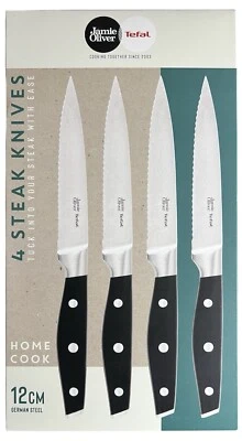 Jamie Oliver Tefal Steakmesser Messerset 4 Teilig Edelstahlklinge 12cm K26708 - Bild 1 von 4