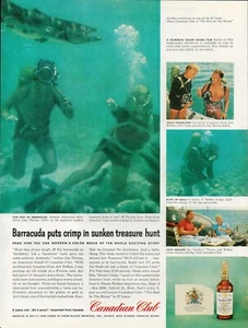 1959 Canadian Club Whiskey Alcohol Vintage Print Ad Scuba Diving Treasure Hunt - Picture 1 of 8