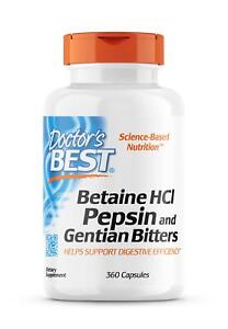 Doctor's Best Betaine HCI Pepsin & Gentian Bitters 360 Capsules Digestive Health