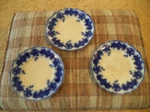 3 Antique W.H. Grindley Flow Blue Clarence Pattern 9.75 inch luncheon PLATES - Picture 1 of 24