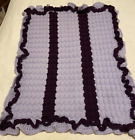 Hand Crochet Lap Blanket With Ruffles Excellent Condition!!! So Cute & Warm Too