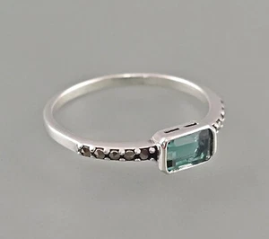 9923580-d Ring 925er Silber sibirischer Quarz grün Gr.56 vintage - Picture 1 of 2