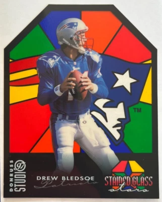 1997 ~ Donruss Studio ~ Drew Bledsoe #4 ~ Stained Glass Stars Card #0842/1000 - Image 1 of 2