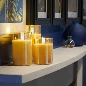 Auraglow Rechargeable Remote Control Flickering LED Glass Candles - 3 Pack - Picture 1 of 10