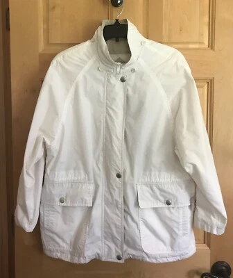 Chaqueta de lluvia London Fog para mujer talla M blanca cremallera completa 5 bolsillos cordones   Foto 1 de 4