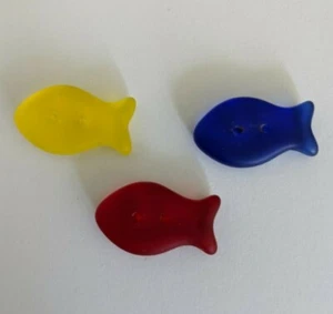 Glass fish  2-hole - 22 mm 7/8" Blue Moon BUTTONS (pick color)     - Picture 1 of 4