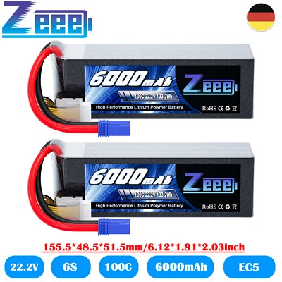 2PCS Zeee 6S Lipo Akku Batterie 6000mAh 22,2V 100C EC5 für RC Auto Flugzeug LKW - Bild 1 von 4