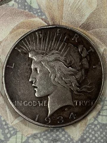 1934-D Peace Dollar with Natural Toning Cover