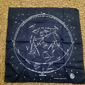 Vtg Constellation Bandana 21" Square Made In USA Black, White Stars, Astrology.  - Picture 1 of 3