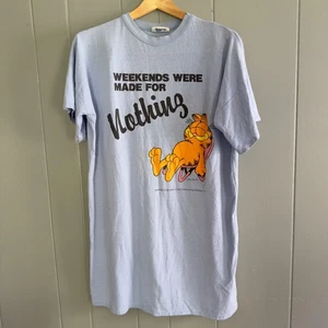 Vintage 1978 Garfield nightshirt blue Flirts USA poly cotton "Weekends" OSFA - Picture 1 of 9