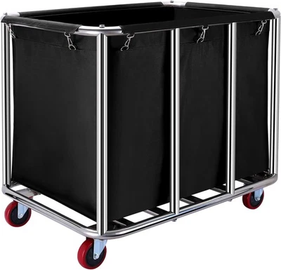 400L Commercial Laundry Cart Hamper On Wheels Heavy Duty Stainless Steel Frame - Image 1 of 4