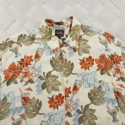 复古 Neiman Marcus 夏威夷衬衫男式大号花卉热带 100% 人造丝 — 第 1/4 张图片