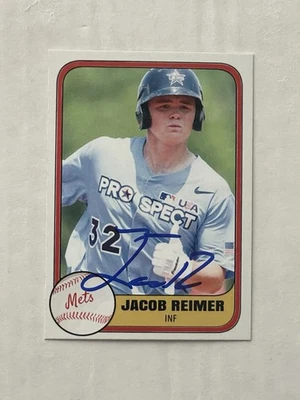 Jacob Reimer SIGNED Custom Baseball Card New York Mets Prospect IP AUTO - Image 1 of 2
