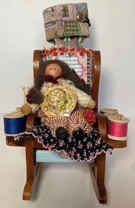 Wood Pin cushion Rocking Chair Needle Book Doll Notions Vintage Star Thread 171 - Picture 1 of 24